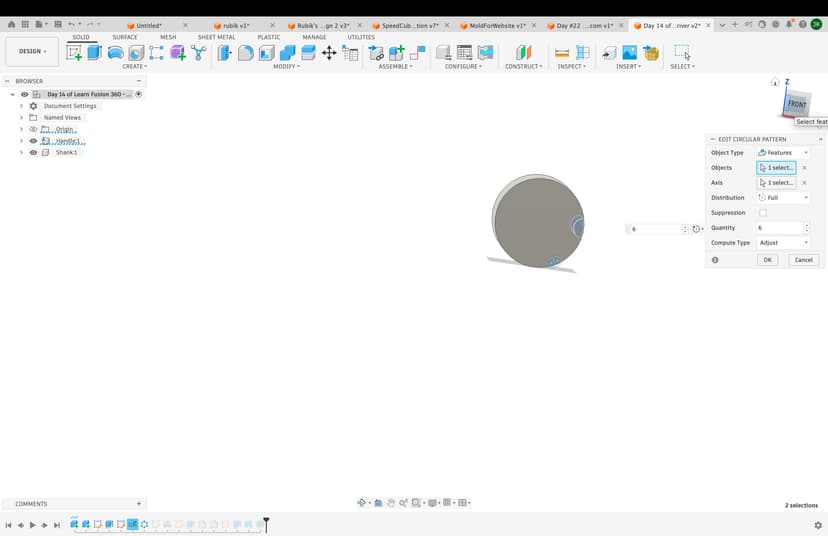 Sketch of the circular pattern used for the screwdriver handle